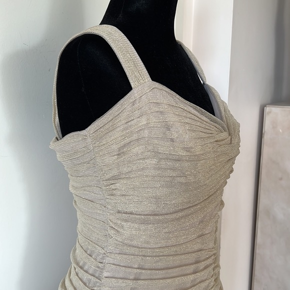 Tadashi Shoji Gold Mesh Sweetheart Dress 12 EUC - Picture 4 of 16